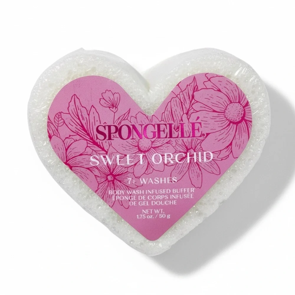 SPONGELLE Body Wash Buffer Bath Sponge Gift Heart Sweet Orchid Multi Use NWT
